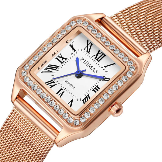 RUIMAS RS-336 Square Quartz Ladies’ Mesh Watch