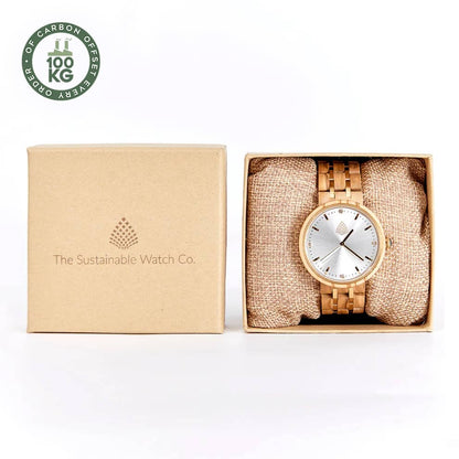 The Teak – Quartz Natural Wood Watch with Sunray Dial