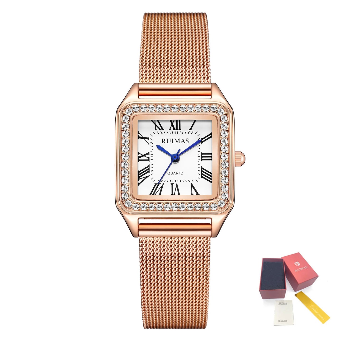 RUIMAS RS-336 Square Quartz Ladies’ Mesh Watch