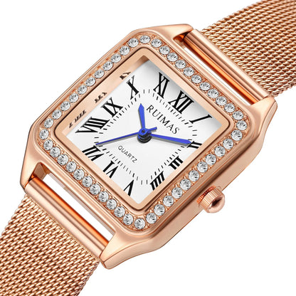 RUIMAS RS-336 Square Quartz Ladies’ Mesh Watch