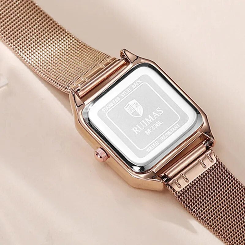 RUIMAS RS-336 Square Quartz Ladies’ Mesh Watch