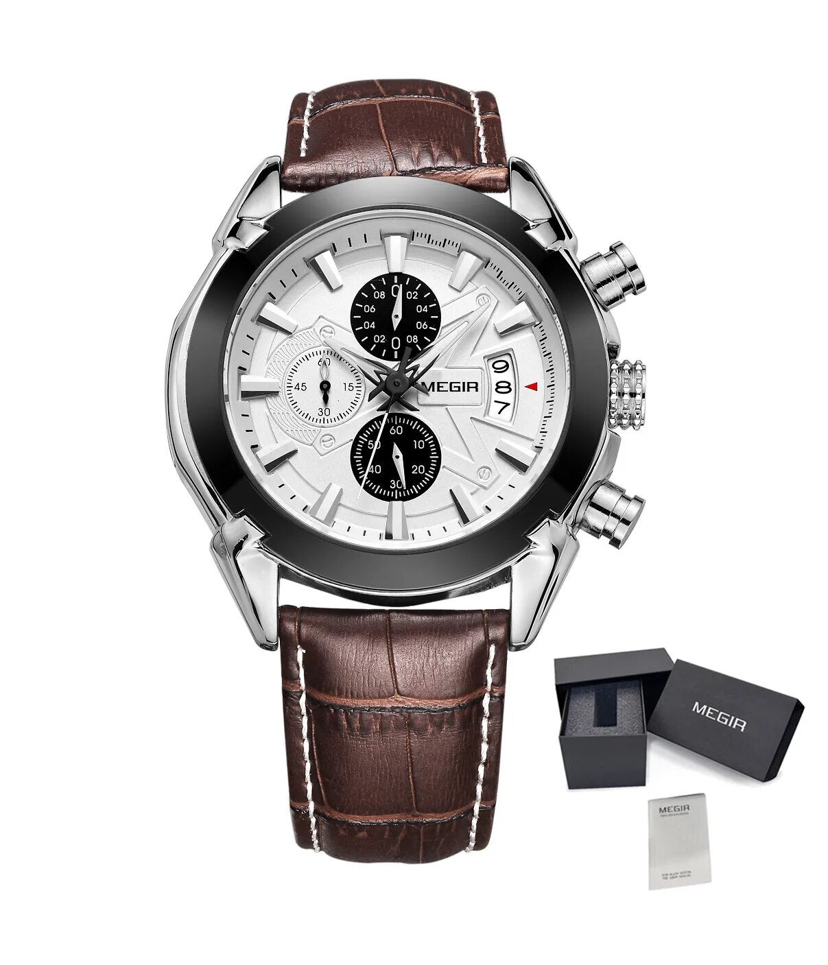MEGIR RF-2020 Leather Chronograph Quartz Men’s Watch