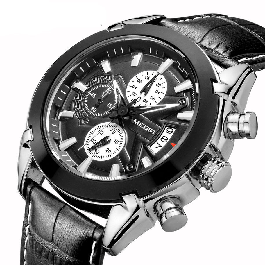 MEGIR RF-2020 Leather Chronograph Quartz Men’s Watch