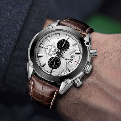 MEGIR RF-2020 Leather Chronograph Quartz Men’s Watch