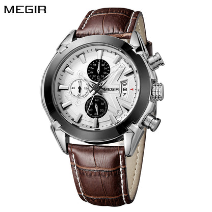 MEGIR RF-2020 Leather Chronograph Quartz Men’s Watch
