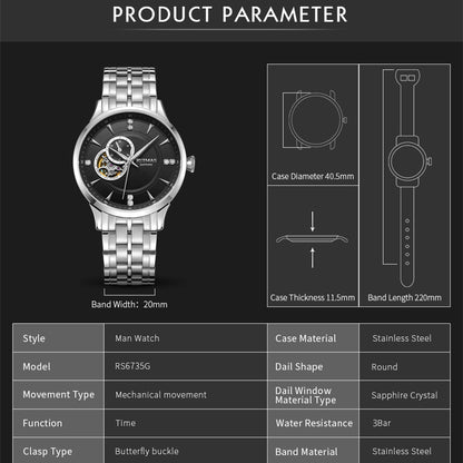 RUIMAS RF-6735 Open-Heart Automatic Men’s Watch