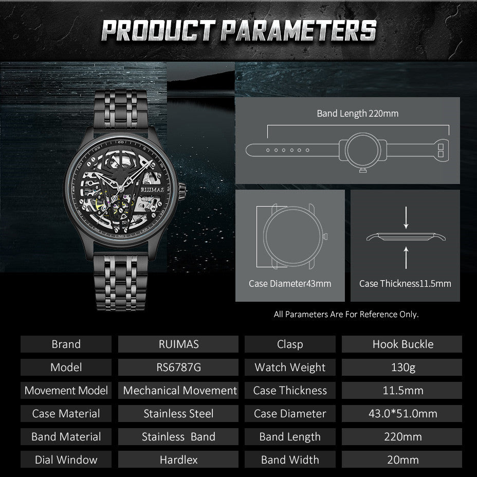 RUIMAS RF-6787 Skeleton Automatic Mechanical Men’s Watch