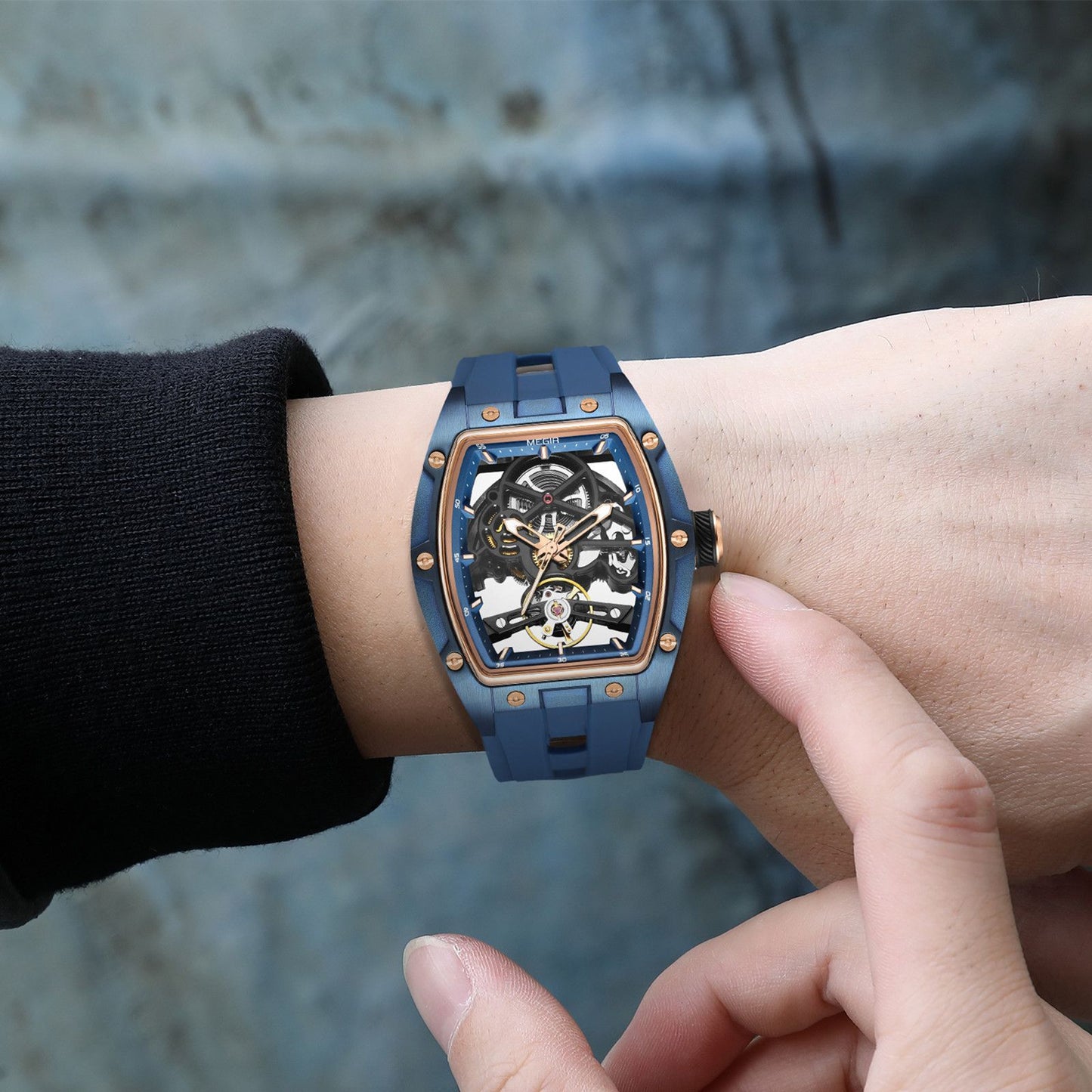 MEGIR RF-2242 Skeleton Dial Mechanical Men’s Watch