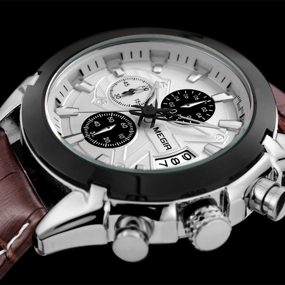 MEGIR RF-2020 Leather Chronograph Quartz Men’s Watch