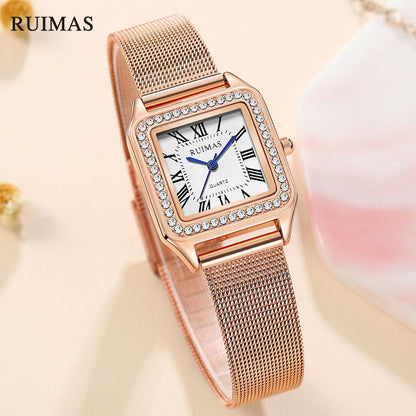 RUIMAS RS-336 Square Quartz Ladies’ Mesh Watch