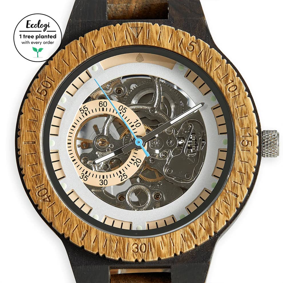 The Hemlock – Automatic Skeleton Wood Watch for Men