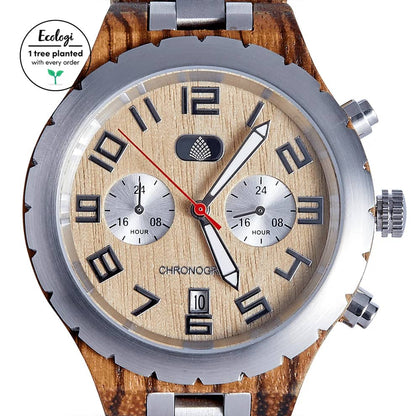 The Sandalwood – Eco-Friendly Chronograph Wood Watch for Men