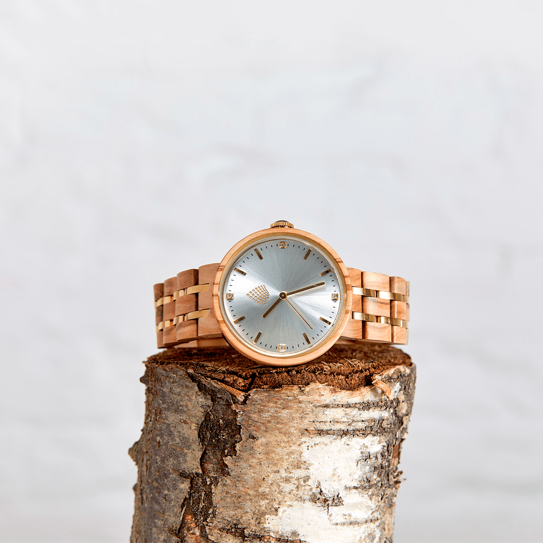 The Teak – Quartz Natural Wood Watch with Sunray Dial