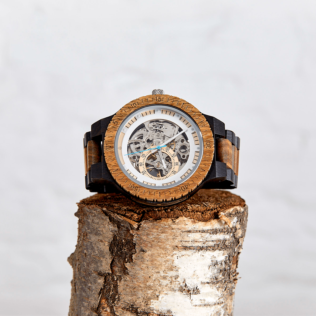 The Hemlock – Automatic Skeleton Wood Watch for Men