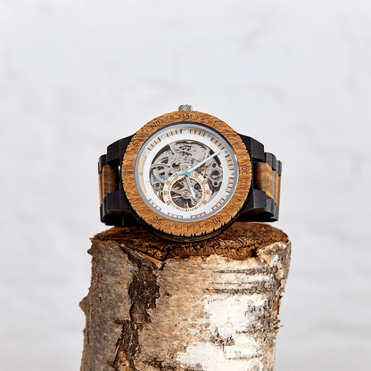 The Hemlock – Automatic Skeleton Wood Watch for Men