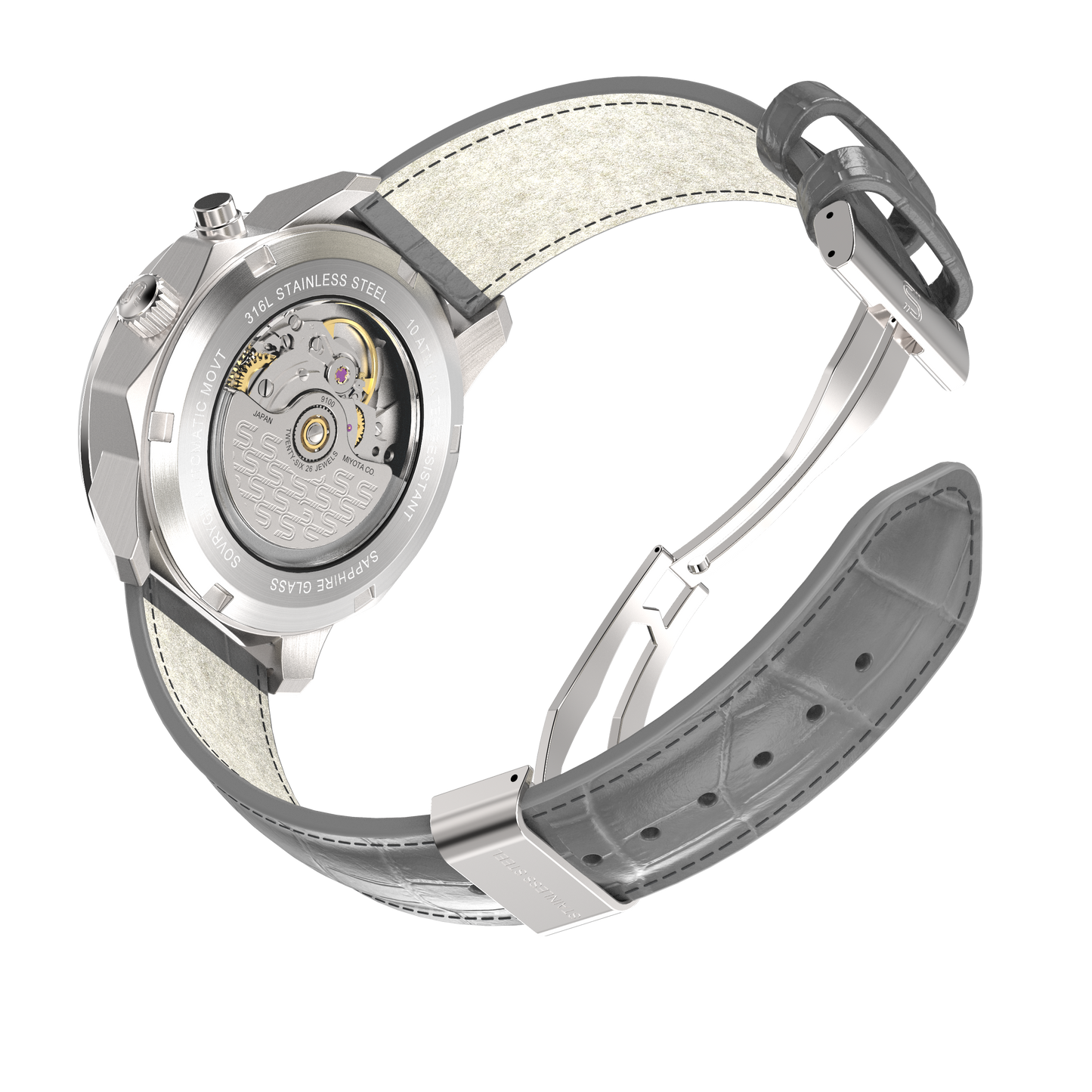 SOVRYGN Grey Leather - Steel Clasp