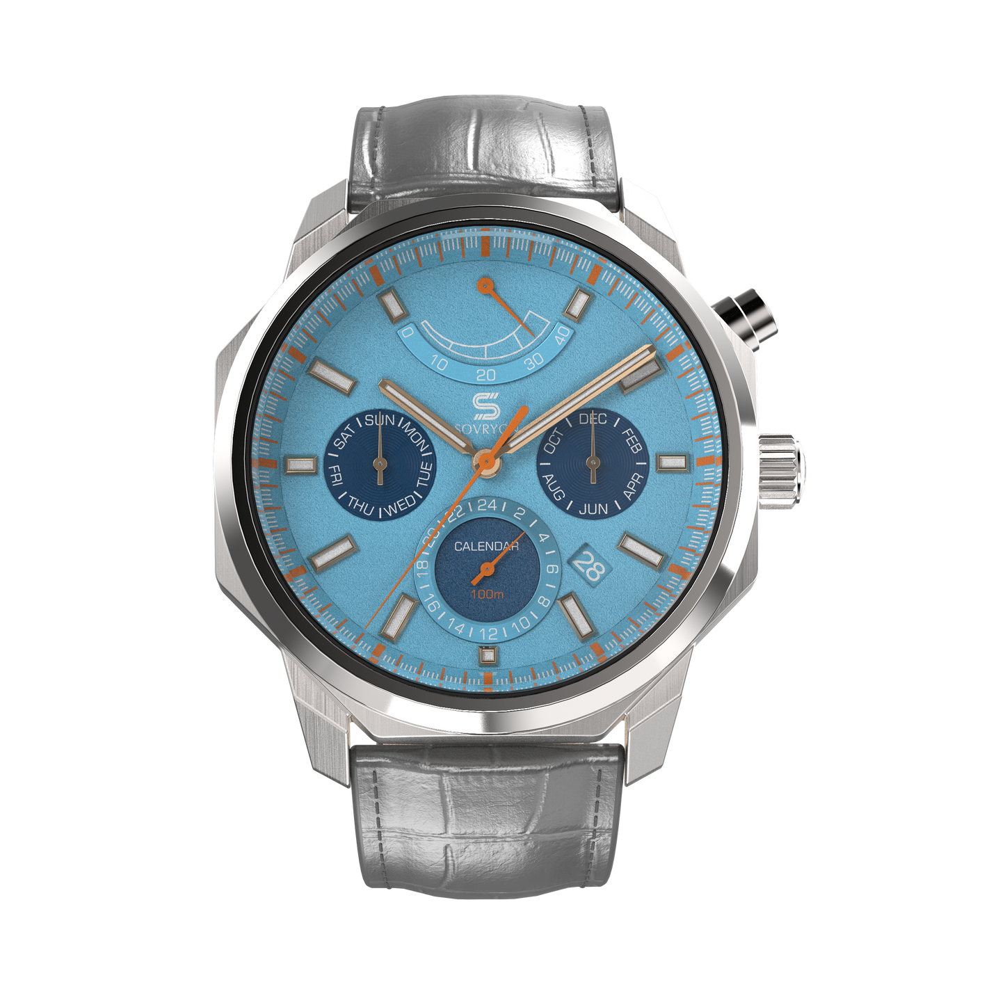 SOVRYGN Grey Leather - Steel Clasp
